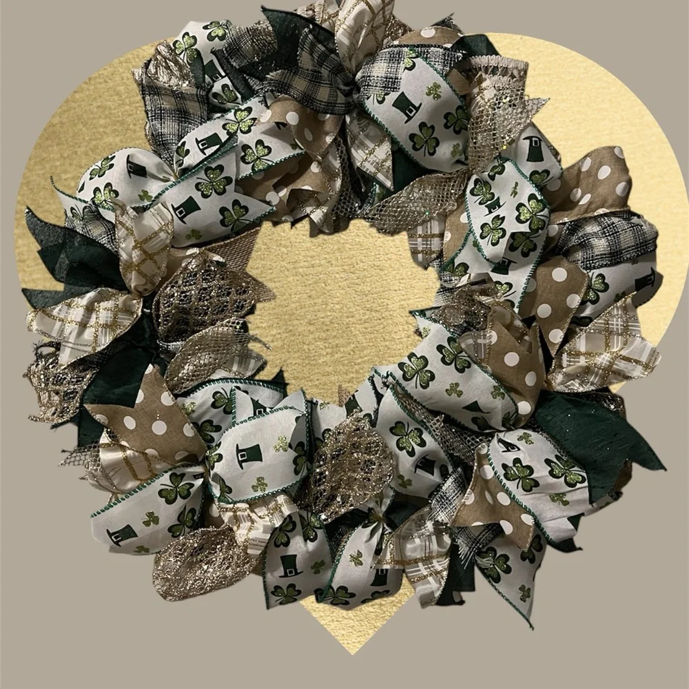 Festive Green and Gold Holiday Wreath